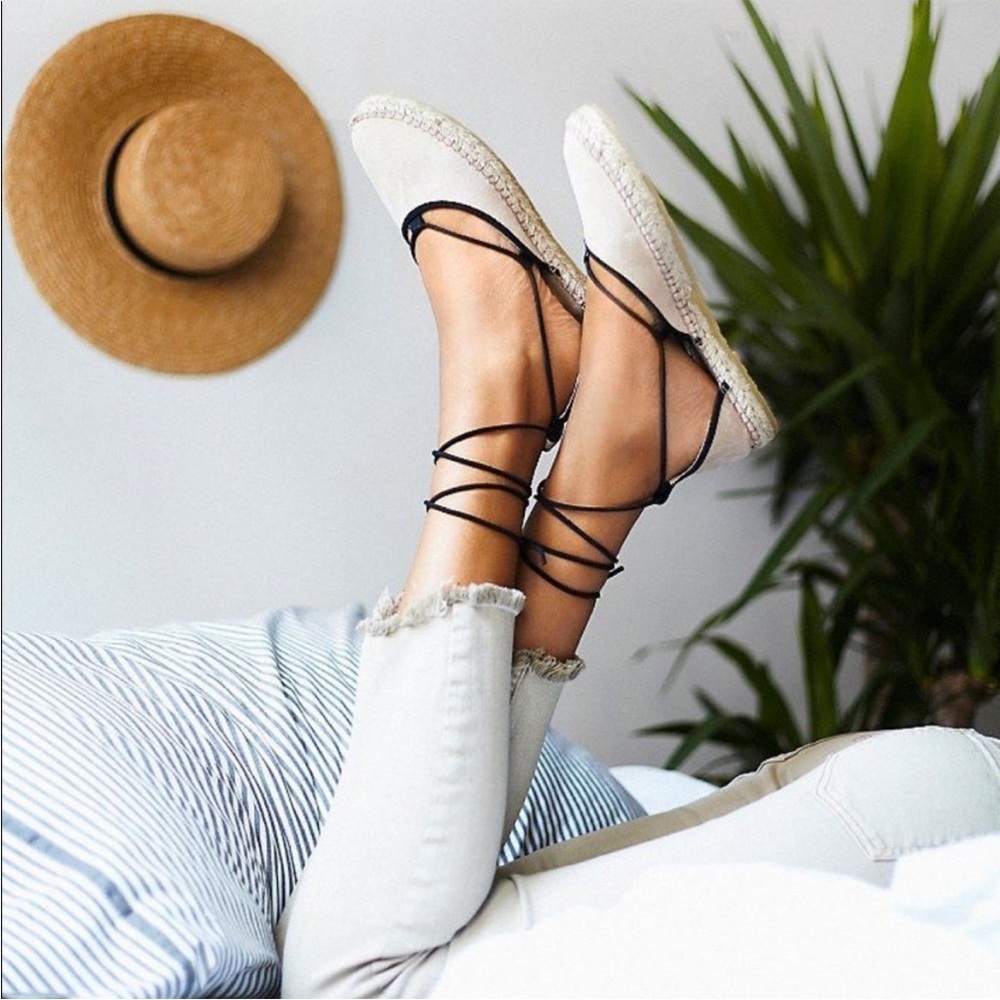 Free People Cream Espadrilles with Black Laces